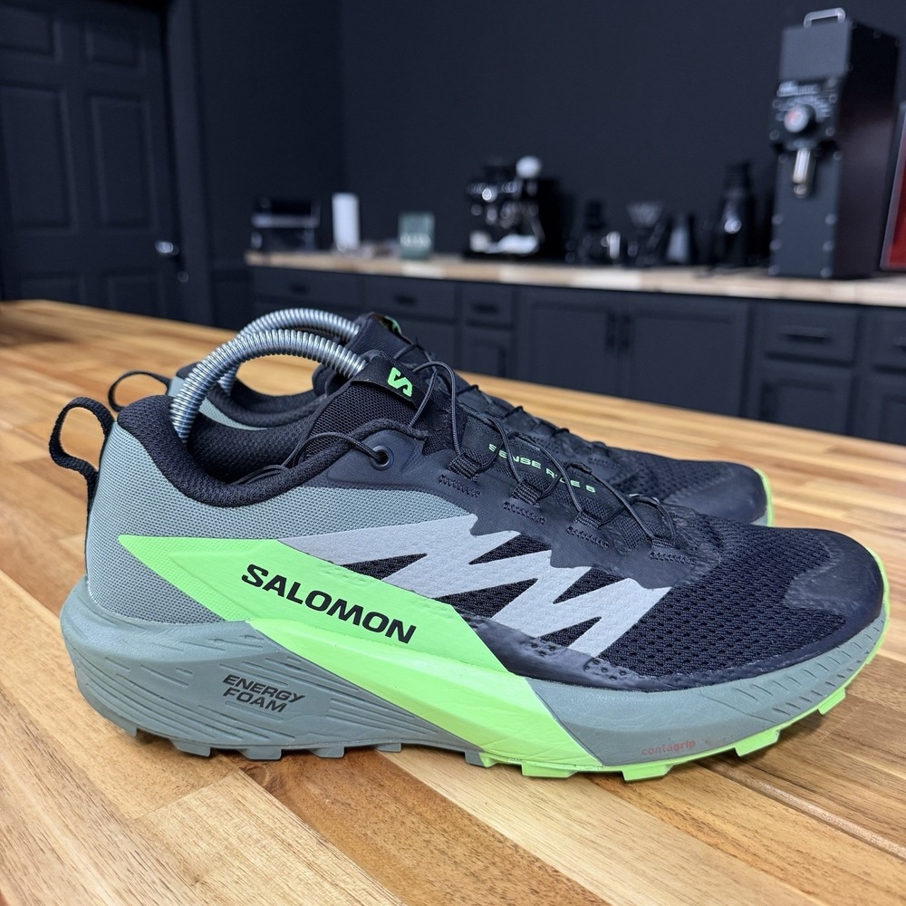 Salomon Sense Ride 5 Men's Size 9 Trail Running Shoes Quicklace Worn 3 X's Black